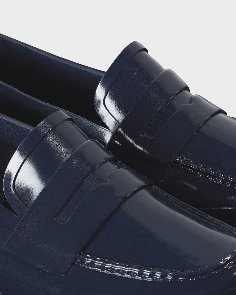 Mokasyny Damskie - Hunter Original Gloss Penny - Granatowe - RKMA-25671